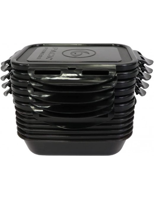6 Pack Fitness Sure Seal Meal Prep Containers Set of 6 24oz Stealth Black Black - B09S1BJHTNR