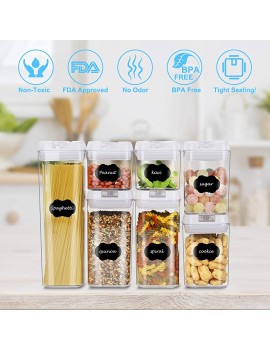 7 Sets Food Storage Containers with Lids Plastic Cereal Storage Containers Set Kitchen Pantry Durable Seal Box with Labels & Marker for Dry Foods,Sugar Flour and Baking Supplies Grain Storage Pot - B091F3KBWYM