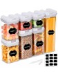 7 Sets Food Storage Containers with Lids Plastic Cereal Storage Containers Set Kitchen Pantry Durable Seal Box with Labels & Marker for Dry Foods,Sugar Flour and Baking Supplies Grain Storage Pot - B091F3KBWYM