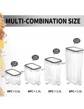 Airtight Food Storage Containers Kitchen Pantry Organization and Storage Free Plastic Cereal Containers Set of 24 Clear Plastic Kitchen Canisters with Lids for Cereal Dry Food Flour Sugar Snack - B09P32BLK9M