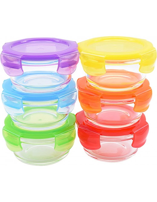 Baby Food Storage Containers Set Freezer Food Pots Weaning Bowls Cubes BPA-Free Glass Mini Boxes 200ml x 6PCS - B07DNC2H5JV