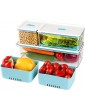 Beeptrum Fresh Food Storage Containers Set 3 Pack Fridge Storage Containers 2.3 L+1.5 L+0.7 L with Vented Lid and Removable Drain Tray Vegetable Containers For Fruit Salad BPA-Free Set of 3 Blue - B09KGCXNF1A