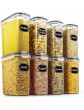Cereal & Dry Food Storage Containers Wildone Airtight Cereal Storage Containers Set of 8 [2.5L 85.4oz] for Sugar Flour Snack Baking Supplies Leak-Proof with Black Locking Lids - B089T6ZV29N