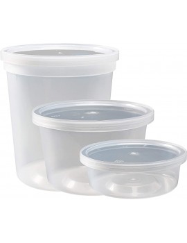 DuraHome Food Storage Containers with Lids 8oz 16oz 32oz Freezer Deli Cups Combo Pack 44 Sets BPA-Free Leakproof Round Clear Takeout Container Meal Prep Microwavable 44 Sets Mixed sizes - B075X416X8Y