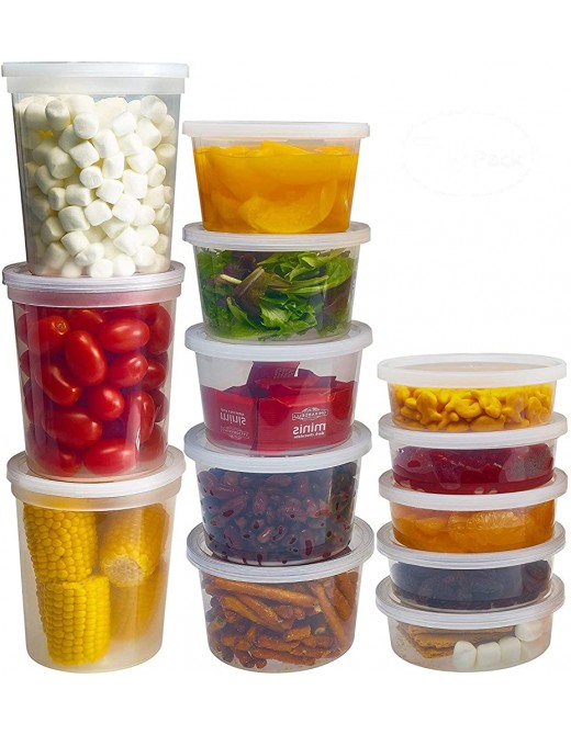 DuraHome Food Storage Containers with Lids 8oz 16oz 32oz Freezer Deli Cups Combo Pack 44 Sets BPA-Free Leakproof Round Clear Takeout Container Meal Prep Microwavable 44 Sets Mixed sizes - B075X416X8Y