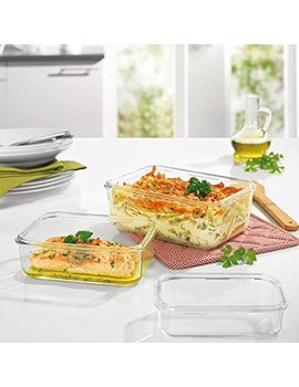 GOURMETmaxx 06527 Glass Storage Containers with Lid | 3 Piece Set | Ovenproof | Stackable - B00P02UP12F