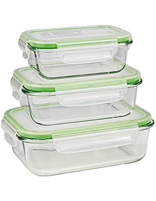 GOURMETmaxx 06527 Glass Storage Containers with Lid | 3 Piece Set | Ovenproof | Stackable - B00P02UP12F