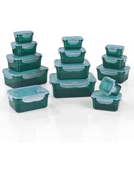 GOURMETmaxx Set of 14 Food containers BPA incl. lid | 4-fold Click Closure and Silicone Seal | Perfect Aroma Preservation of Food - B01KMI0XXSS