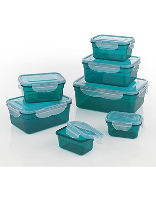 GOURMETmaxx Set of 7 Food containers BPA incl. lid | 4-fold Click Closure and Silicone Seal | Perfect Aroma Preservation of Food - B00JXHA2OAE