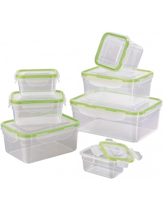 GOURMETmaxx Set of 7 Food containers BPA incl. lid | 4-fold Click Closure and Silicone Seal | Perfect Aroma Preservation of Food - B00BVWLOG0C