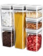 MR.SIGA 6 Piece Airtight Food Storage Container Set BPA Free Kitchen Pantry Organization Canisters One-handed Kitchen Storage Containers for Cereal Spaghetti Pasta White - B09KHD8LQ1K