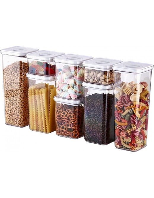 Neoflam Smart Seal 8pc Patent Airtight Kitchen Pantry Canister Organizer Clear Plastic Container & Simple Twist Lids 100% Leak Proof Dishwasher Safe BPA Free Cereal Dry Food Storage Set White - B08YJ71NVVK