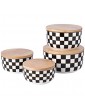 Porlien Checker Pattern Porcelain Food Storage Containers with Lids Airtight Set of 4 Food Storage Jars Ceramic Canisters 35 oz 25 oz 18 oz 13 oz Matching Checker Dinnerware Set - B08GFX7V2LG