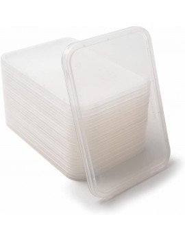 50 x Microwave Plastic Food Takeaway Heavy Duty Satco Containers with Lids 650ml by satco by Classic Disposables - B09YP1LWFDT