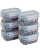Addis Clip & Close 180 ml Rectangular Food Storage Airtight Lockable Lid Bulk Pack of 6 containers Clear Clear & Blue 6 x 180 ml - B0873RN9JJY