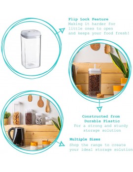Argon Tableware 3x 1200ml Airtight Flip Lock Food Storage Container Plastic Kitchen Storage Jars With Lids Pantry Organiser Solution White - B09FPQ7GP3N