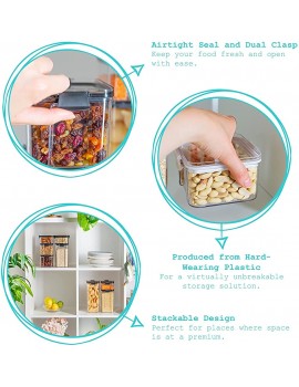 Argon Tableware 3x 700ml Airtight Food Storage Stackable Container Plastic Kitchen Storage Jars Pantry Organiser Solution Airtight Clip Lid White - B0999R8VK2Q