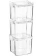 Argon Tableware 3x 700ml Airtight Food Storage Stackable Container Plastic Kitchen Storage Jars Pantry Organiser Solution Airtight Clip Lid White - B0999R8VK2Q