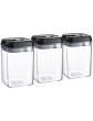 Argon Tableware 3x 800ml Airtight Flip Lock Food Storage Container Plastic Kitchen Storage Jars With Lids Pantry Organiser Solution Black - B09FPP9PY7C