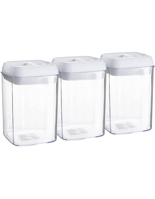 Argon Tableware 6x 800ml Airtight Flip Lock Food Storage Container Plastic Kitchen Storage Jars With Lids Pantry Organiser Solution White - B09FPNVK4BO