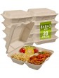 CVIUYO 20Pack 100% Compostable Clamshell Take Out Food Containers，Heavy-Duty Quality to Go Container,Eco-Friendly Biodegradable Made of Sugarcane Fiber,Microwaveable to Go Food Box【8"x8"x3"】 - B09B9YNFFSB