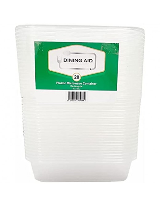 DINING AID PREMIUM QUALITY AID Food Containers 20 Pack 500ml Plastic Containers with Lids – Transparent and Durable – Dishwasher Freezer and Microwave safe Cont-20 - B09MDJ2WTSF
