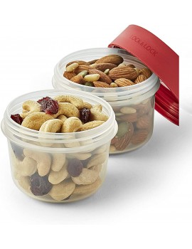 Lock & Lock Two-Way Plastic Cereal To Go Cups Small Lunch Box with Screw Lid and Two Containers 360ml & 310ml - B089NVFQBDR