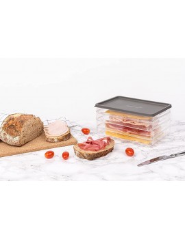 Meat & Cheese 4 Compartment Box with Lid Fridge Food Storage Deli Cold Cuts Container - B09TBKLX93O