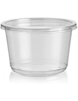 Plastic Food Containers with Lids 16 oz Reusable Freezer Safe Tubs 25 Deli Pots and 25 Lids Perfect for Food Prep Small Dips and Salads and Cereal 115mm Wide x 75mm Deep - B07NKMHHJHC