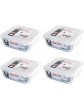 Pyrex Microwave Safe Classic Square Glass Dish with Plastic Lid 0.85 Litre White Pack of 4 - B08DKNFN9RO