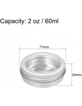 sourcing map 3 Pack 2oz Round Clear Window Aluminum Cans Tin Can Screw Top Metal Lid Containers 60ml - B07TD1DMWQN