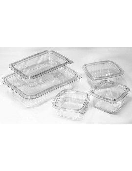 Thali Outlet 50 x 250cc Clear Plastic Salad Containers with Hinged Lids Stackable Leakproof Rectangle Boxes - B07GYW1WWKH