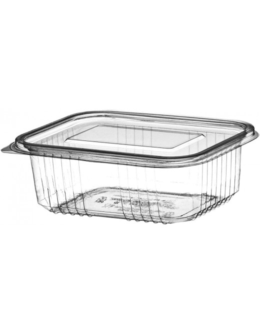 Thali Outlet 50 x 500cc Clear Re-usable Salad Containers with Hinged Lids Stackable Leakproof Rectangle Boxes - B07GZ1125DU