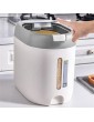 10kg Rice Dispenser Bucket Cereals Box Plastic Airtight Grain Cylinder Visual Window Food Storage Container Cup,Gray - B09MJ42Z82C