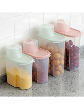 4 PCS Large Capacity Airtight Dry Food Container Durable Cereal Storage Box Transparent Kitchen Storage Tank 1.9L,Kitchen Storage Tank - B09ZPB5D59V