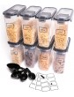Cereal & Food Containers for Storage BPA Free Transparent Airtight with Black Lids {Medium 2.5L Set of 8} 24 Stickers Pen Measuring Cups for Sugar Snacks Flour Baking Rice Coffee - B08PZ26HH4P