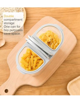 Cereal Storage Container with Lids,Airtight Best Food Storage Containers and Removable partition Design,Storage Jars for Storing Pasta,Rice,Dog,Cat,Pet Food,Double Cereal Dispenser,2.6L - B091738717R