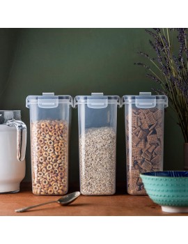 Cereal Storage Containers – 3Pcs Set Plastic Food Storage Containers – Practical Cereal Dispenser – Food Grade and BPA Free – Durable and Easy to Use – Ideal for Cornflakes Flour Storage - B08K38XPYRM