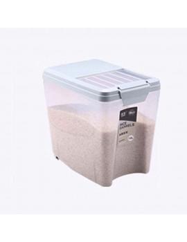 Rice Storage Container Cereal Container 5kg 13kg Airtight Moistureproof Cereals Beans Flour Food Storage Box with Wheels and Measuring Cup Khaki - B08QCYH6C3H