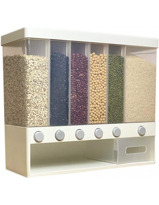 Starall Food Storage Containers Wall-mounted Dry Food Dispenser Rice Bucket Multi Compartments Automatic Metering Storage Box Sealed Grain Cereal Organiser - B08FCK23SPF