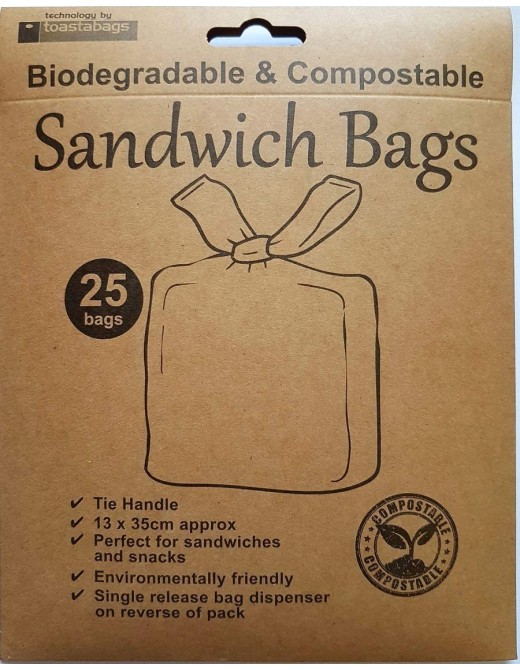 25 Pack of Sandwich Bags Biodegradable & Compostable Environmentally Friendly - B07SRM762JO