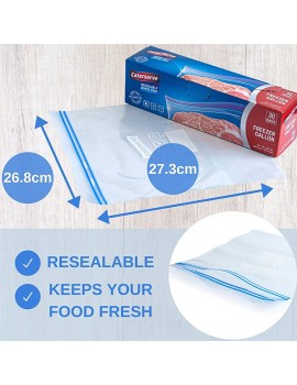 30 Ziplock Bags | Resealable Freezer Bags | 1 Gallon Capacity Zip Food Bags | Reusable Heavy Duty Grip Seal Airtight Leakproof BPA Free Plastic | by Caterserve - B0894YNJ8DO