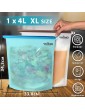 4L Large Silicone Food Bags 2 Pack- Large Freezer Bags Sous Vide Microwave Dishwasher Safe Leak Proof Ziplock Large Silicone Food Freezer Bags Reusable Silicone Food Bags Set - B07VMGXX38R