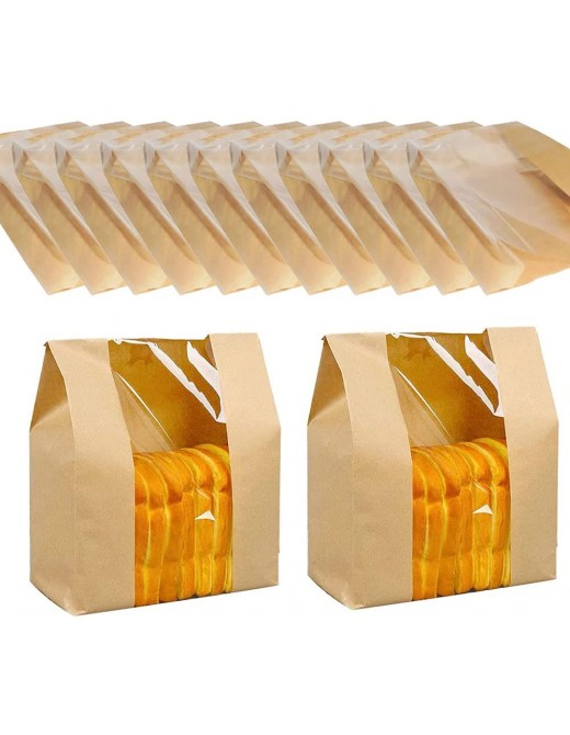 50 Pieces Kraft Food Packaging Storage Bread Toast Bags Bakery Bag with Window Bread Paper Bag Bread Bakery Bag for Bread Cake Chocolate Candy Snack Packaging - B094JBHWYVZ