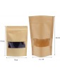 Dproptel 50 Pack Reusable Ziplock Grip Standable Seal Bags Waterproof Brown Kraft Paper Stand Up Pouch with Transparent Window Food Storage Pouches Packing Bag 9X14CM - B07H9XGGJ4N
