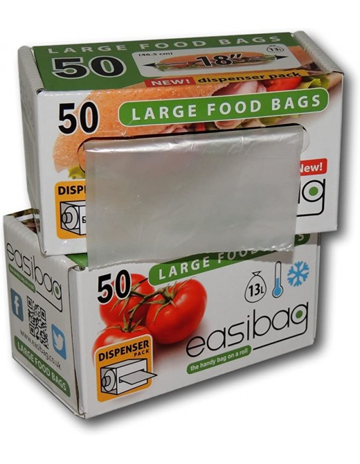 Easibag 100 Large 18 13 Litre Plastic Food Baton Sandwich Bags on a Dispenser Roll - B072XKJ4RDO