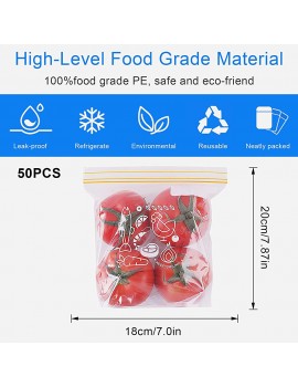 Hggzeg Food Storage Freezer Bags Reusable Zip lock Seal Bags Clear Stand-up Sandwich Bags for Snack Fruit Picnic and Travel 50 Pack - B095GT2D2DN