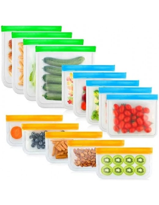 KOKSI Reusable Silicone Food Storage Bags with Airtight and Leakproof Seal 14-Pack - B09JN1D45ZW