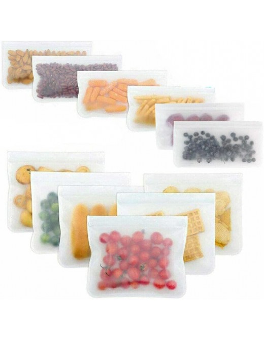 MAXPERKX 12 Silicone Ziplock Bags for Food & Freezer Storage Reusable & Resealable Freezer Bags BPA Free Leakproof Freezer Bag Sandwich Pack of 12 | 6 Medium 22x12cm 6 Large 22x18cm - B09RKG7ZV3E
