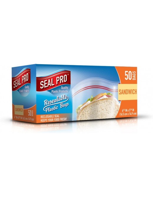 Sealpro Plastic Zip Seal Food Storage Bags Sandwich Size 50 ags - B01MG7LII7G